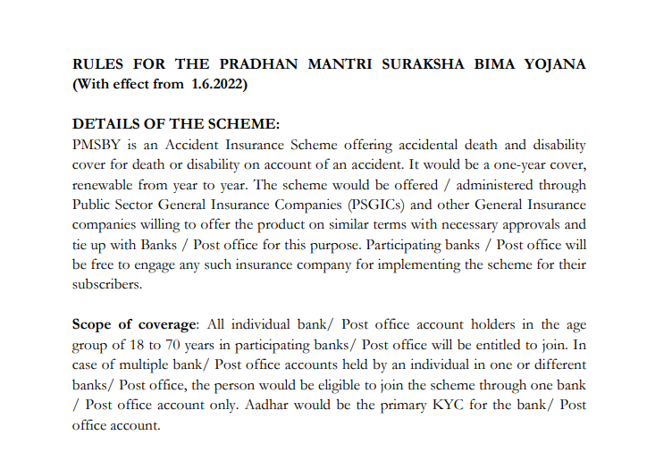 PM Suraksha Bima Yojana 2026: Details