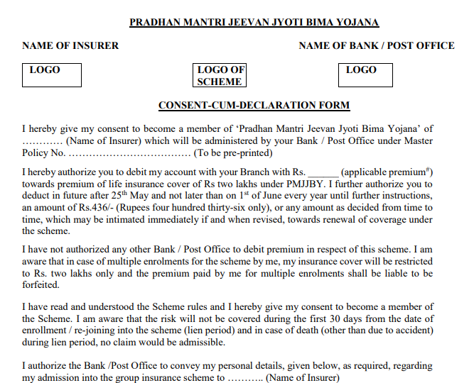 Documents Required for PM Jeevan Jyoti Bima Yojana 2026