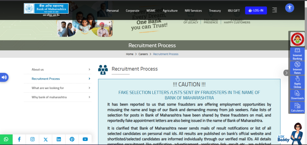 Bank of Maharashtra Apprentice Recruitment 2026: Online Apply Process
