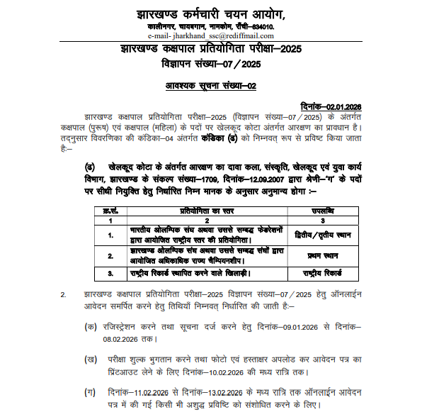 Jharkhand Kakshpal Vacancy 2026: Overviews