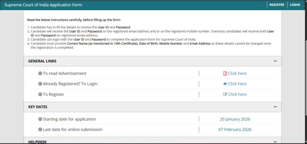 How to Apply Online for Supreme Court Law Clerk Recruitment 2026