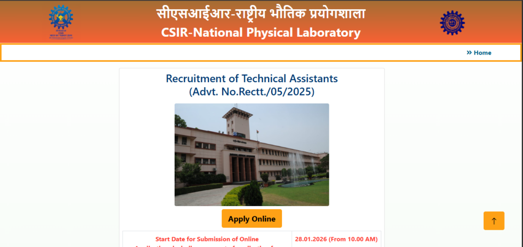 How to apply for CSIR NPL Technical Assistant 2026