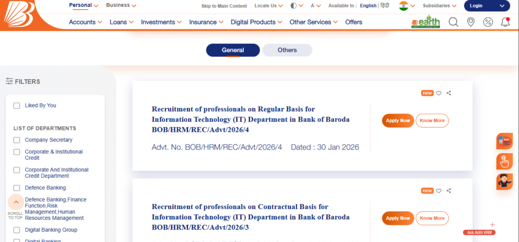 Bank of Baroda IT Manager Recruitment 2026