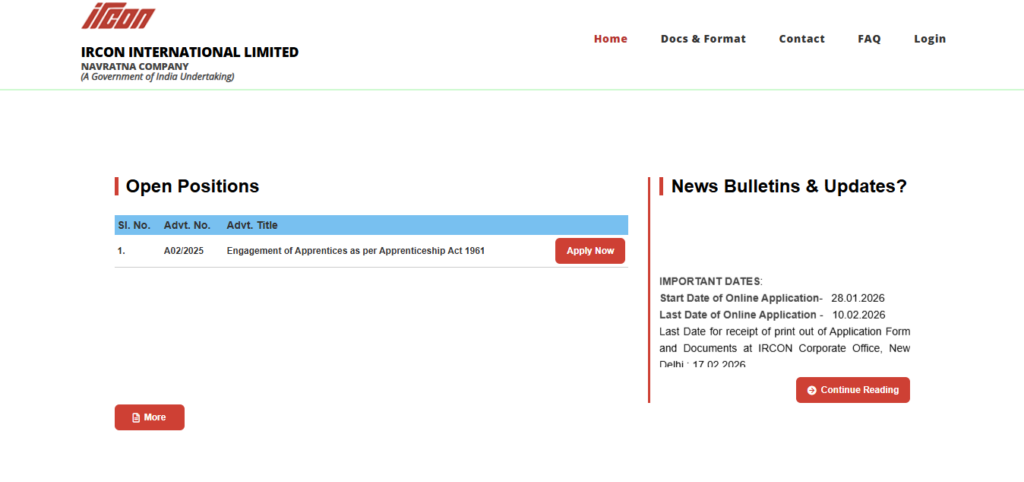 IRCON Apprentices Recruitment 2026 IRCON Apprentices Recruitment 2026