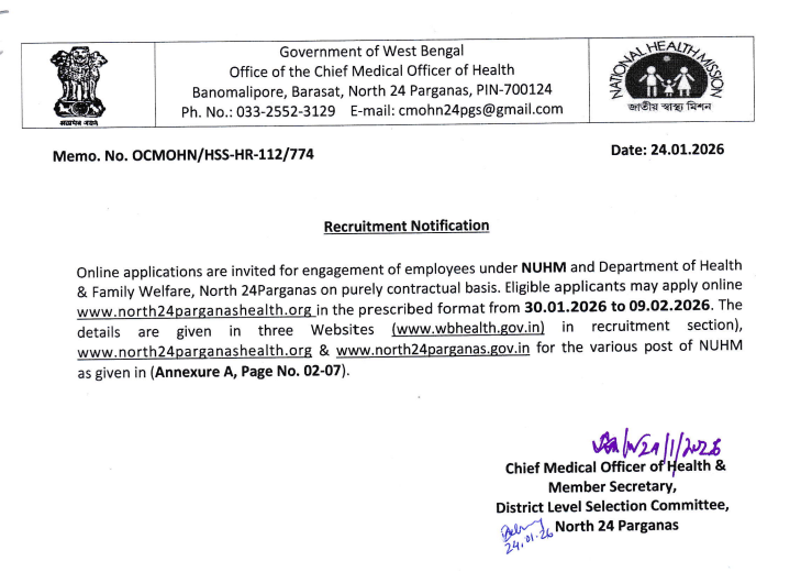 CMOH North 24 Parganas Recruitment 2026: Overview