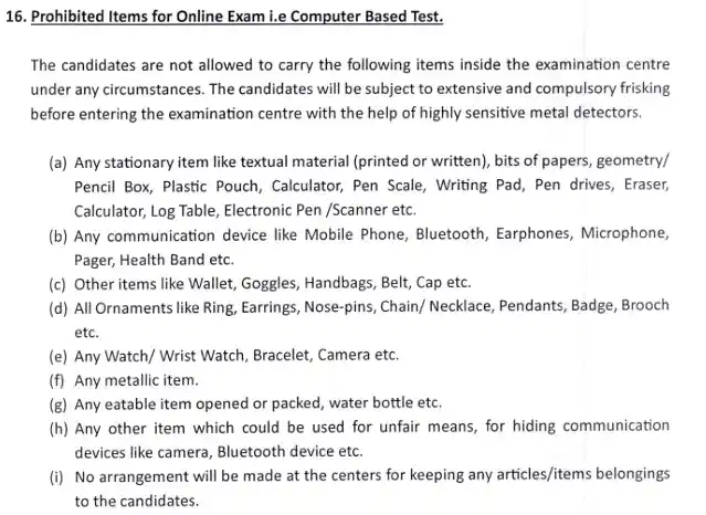 Indian Army Agniveer Rally Recruitment 2026 Exam instructions for DSSSB Admit Card 2026