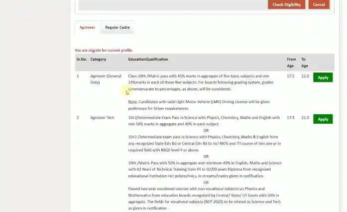 Apply Option for Indian Army Agniveer Rally Recruitment 2026