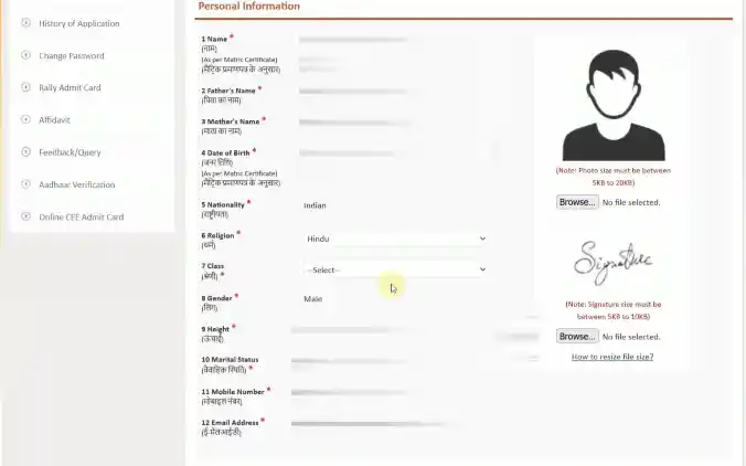 Check Preview for Indian Army Agniveer Rally Recruitment 2026 form