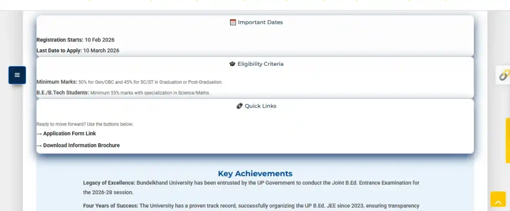 UPSC CSE Recruitment 2026 Application form link for Uttar Pradesh UP BEd Admissions 2026