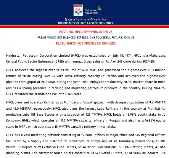 Full Notification image of HPCL Recruitment 2026