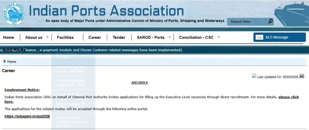 Apply option for IPA Executive Level Recruitment 2026