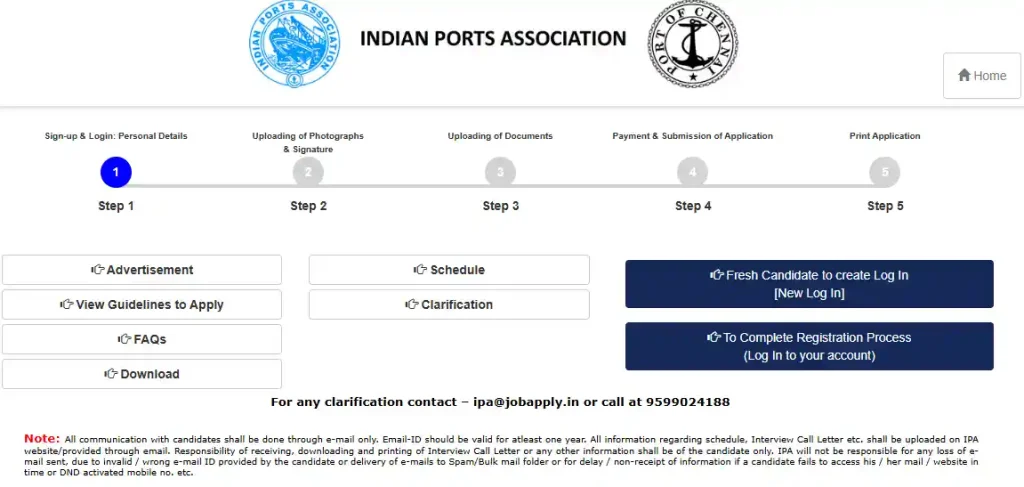 New registration and login option for IPA Executive Level Recruitment 2026