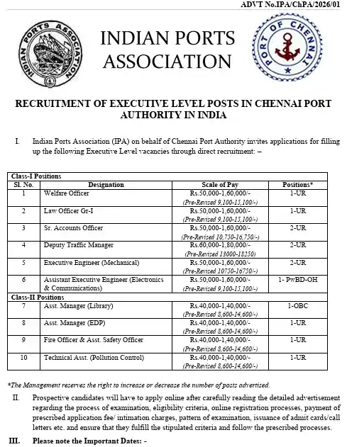 Official Notification image of IPA Executive Level Recruitment 2026