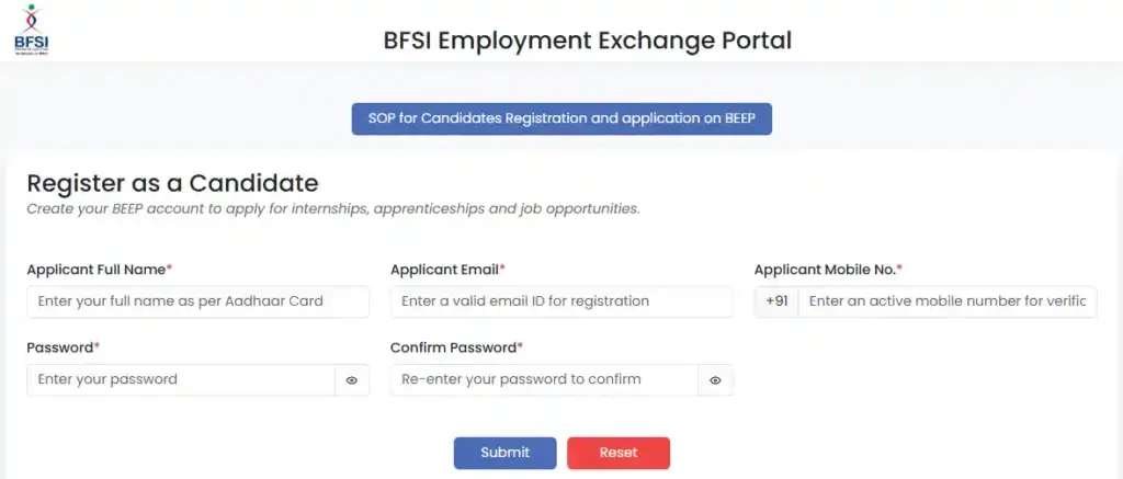 registration page of PNB Bank Apprentice Recruitment 2026