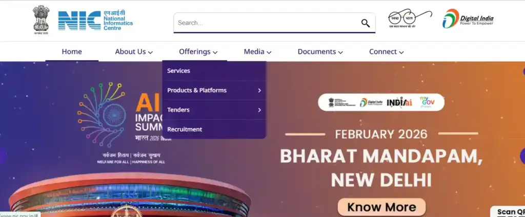 NIC website homepage image for NIC Scientific/Technical Assistant Recruitment 2026