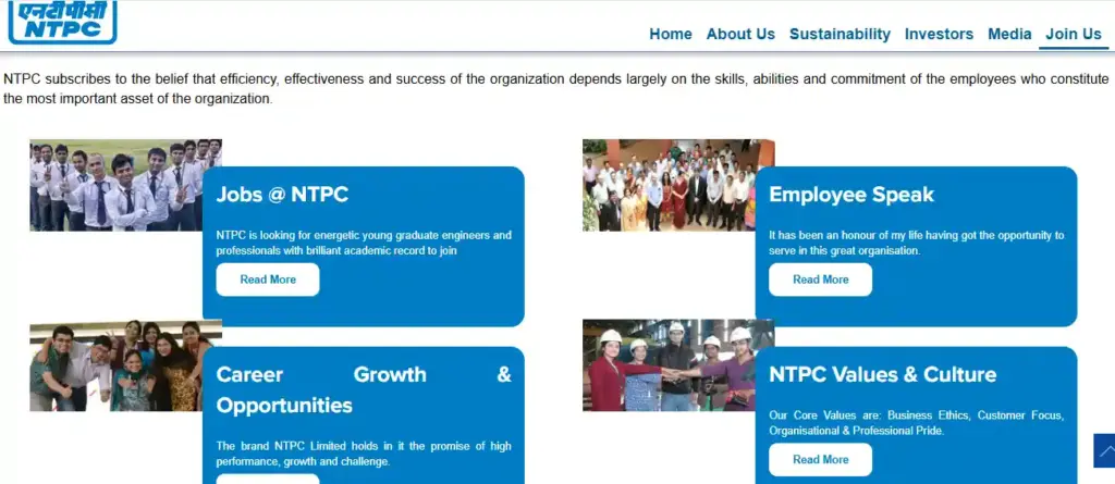 Jobs NTPC section option for NTPC Engineering Executive Trainees Recruitment 2026