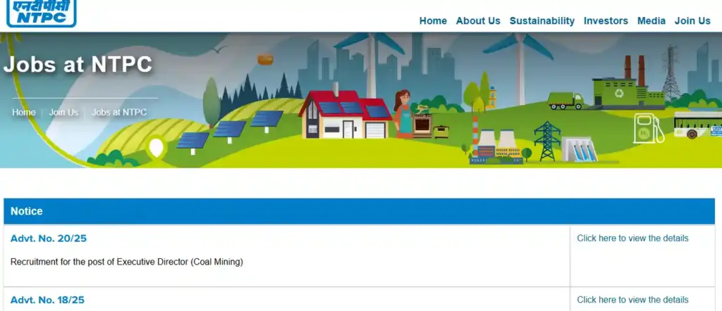 Apply Option for NTPC Engineering Executive Trainees Recruitment 2026 new Website