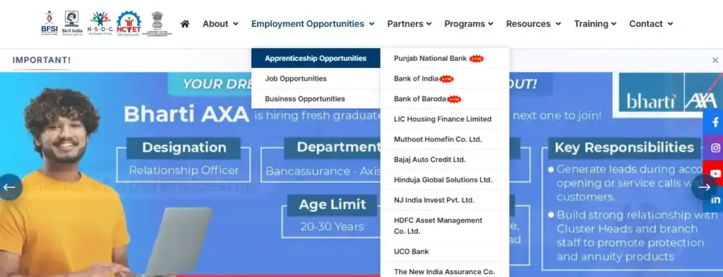 BFSI SSC Official website for apply PNB Bank Apprentice Recruitment 2026