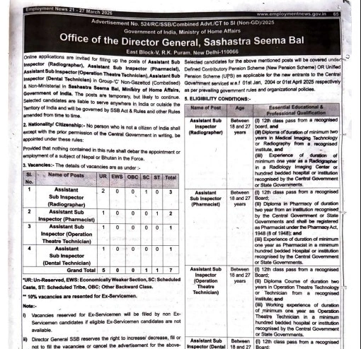 RRB Technician Answer Key 2026 Offcial Notification For SSB Assistant Sub Inspector (ASI) Recruitment 2026