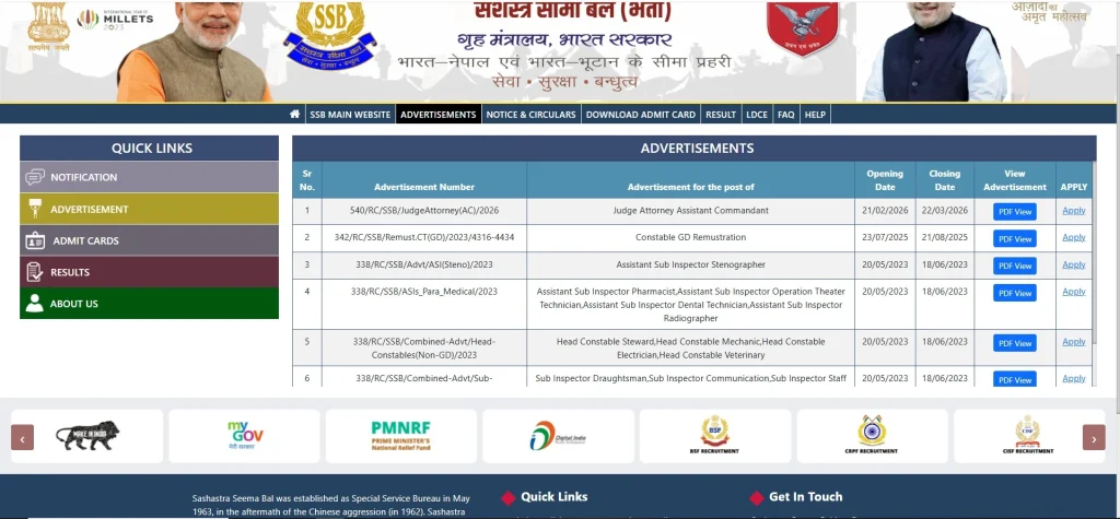 Register Option for SSB Head Constable Recruitment 2026