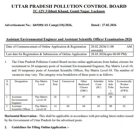 Notification image of UPPCB Recruitment 2026