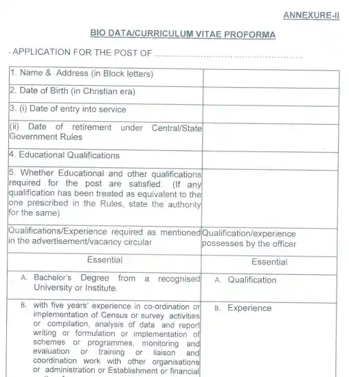 Form image of Registrar General MHA Executive Officer (Census) Recruitment 2026