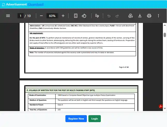 Register now option for CSIR IICB MTS Recruitment 2026