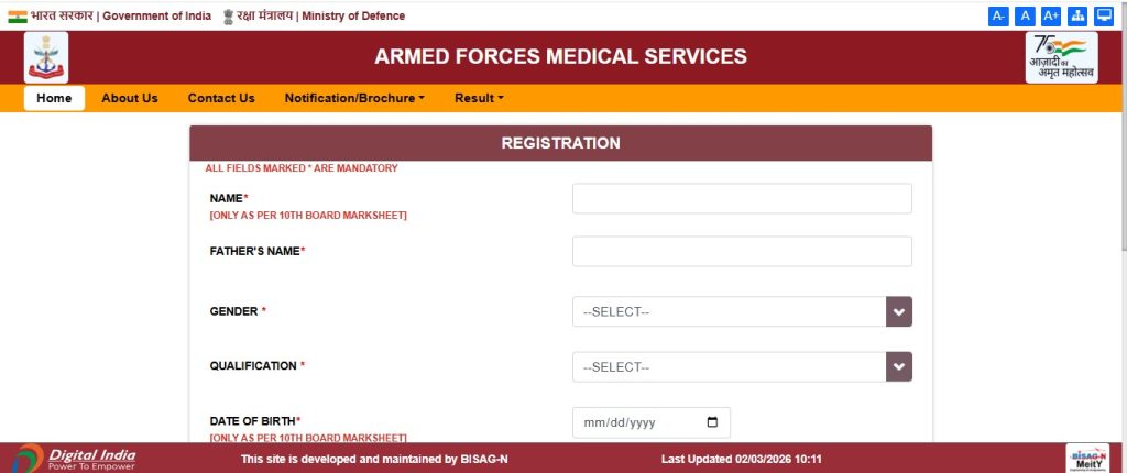 AFMS website for Register