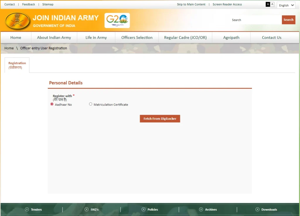 Indian Army 95th SSC RVC Recruitment 2026 registration 