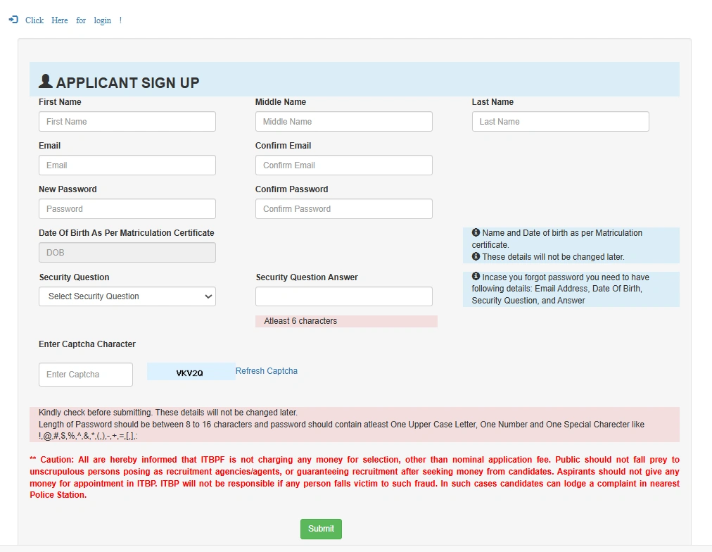 ITBP Assistant Commandant (Engineer) Recruitment 2026 Register