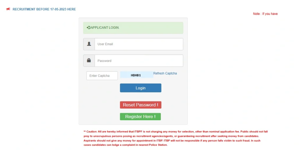 ITBP Assistant Commandant (Engineer) Recruitment 2026 login
