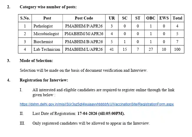 registration link of Delhi State Health Mission Recruitment 2026
