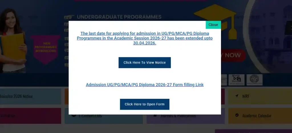 NPCI se Aadhar Link Patna Women's College website homepage for Patna Women's College Admission Form 2026
