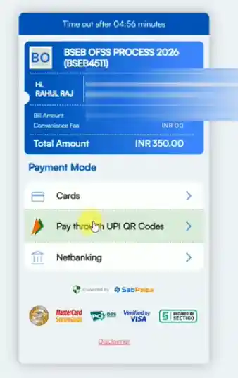 payment mode for Bihar Board Inter Admission 2026