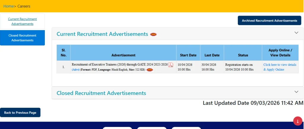 Apply option for NPCIL Recruitment 2026