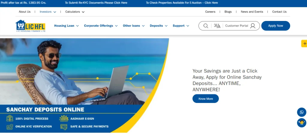 LIC HFL website homepage image for LIC HFL Junior Assistant Recruitment 2026