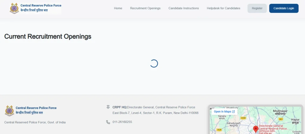 registration option for CRPF Tradesman Recruitment 2026