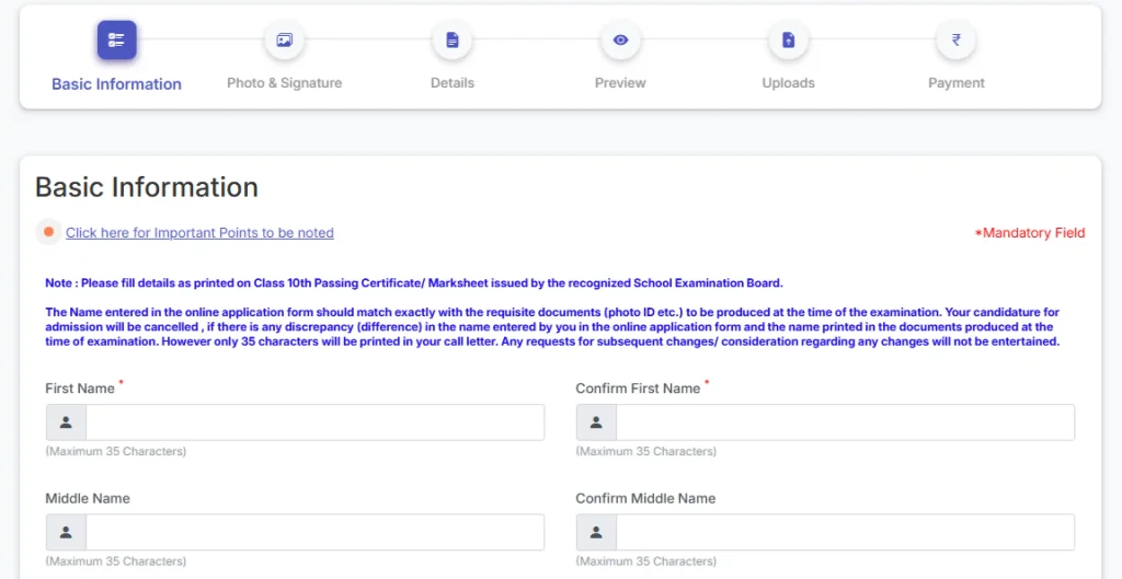 REgistration form image of UPCISB Recruitment 2026
