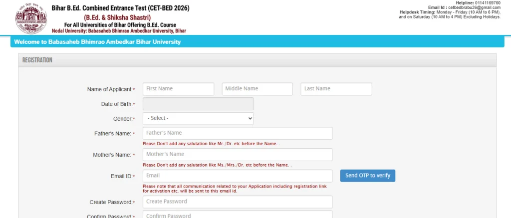 Step 4 Bihar CET B.Ed Form 2026