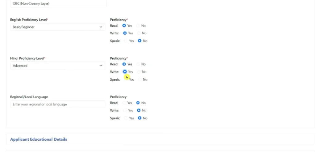 Add LAnguages for Bank of India Apprentice Recruitment 2026