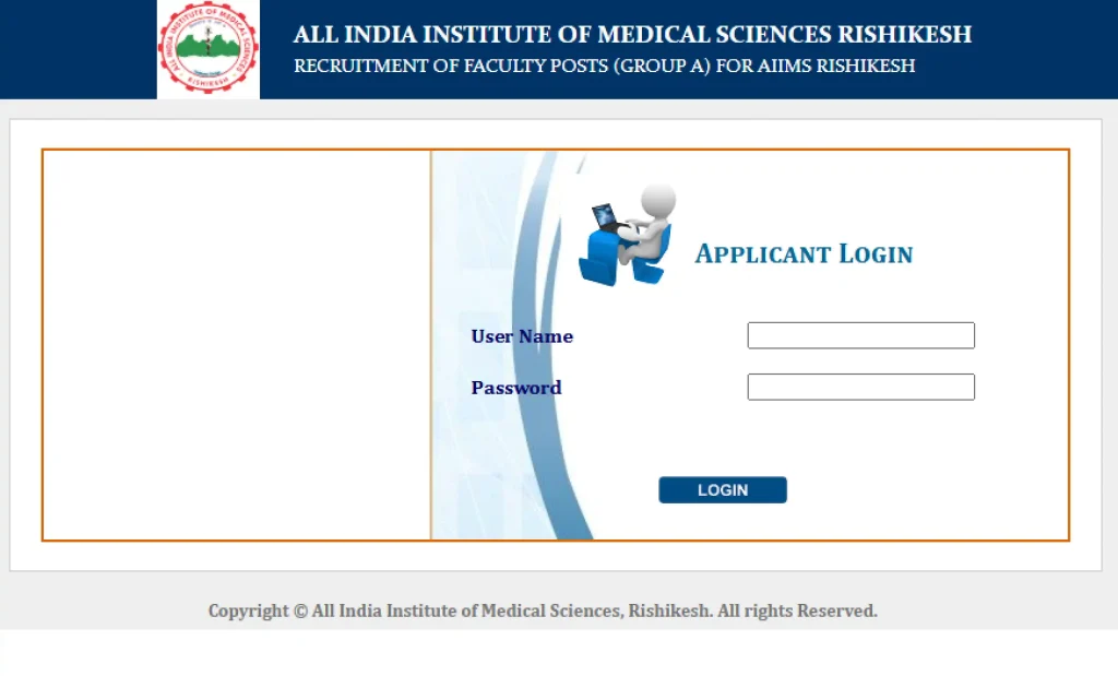 AIIMS Rishikesh Faculty Recruitment 2026 Login form image of AIIMS Rishikesh Faculty Recruitment 2026