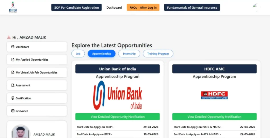 Union Bank apply option for Union Bank of India Apprentice Recruitment 2026
