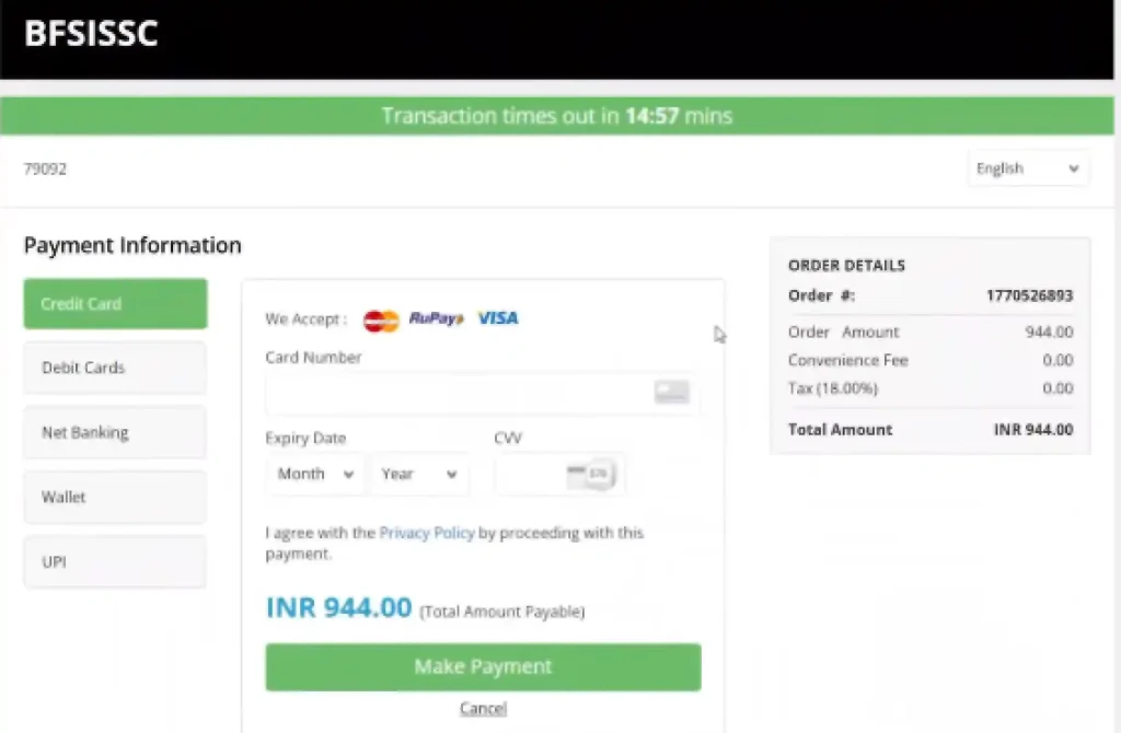 Payment mode for Union Bank of India Apprentice Recruitment 2026