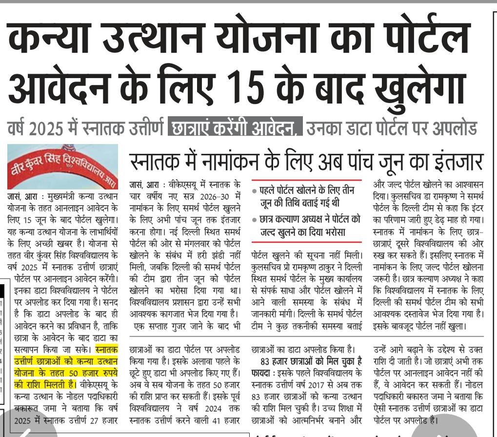 Mukhyamantri Kanya Utthan Yojana Graduation 2026