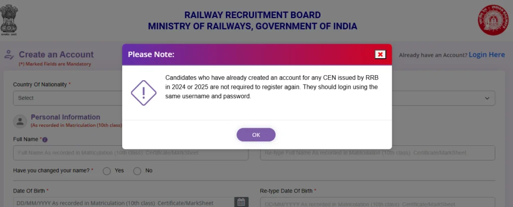 RRB ALP Recruitment 2026-27 step 2