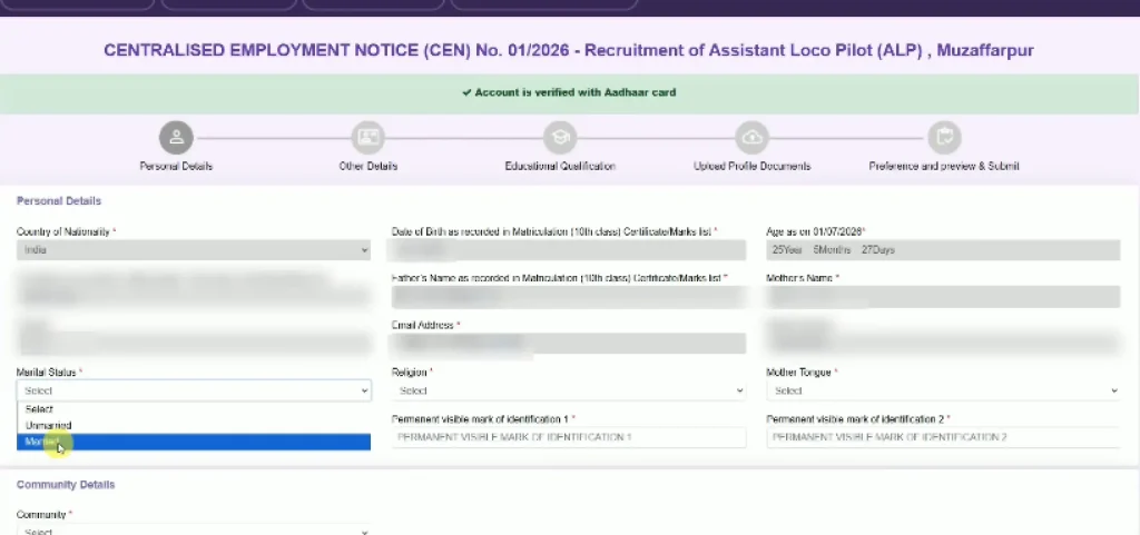 RRB ALP Recruitment 2026-27 step 10