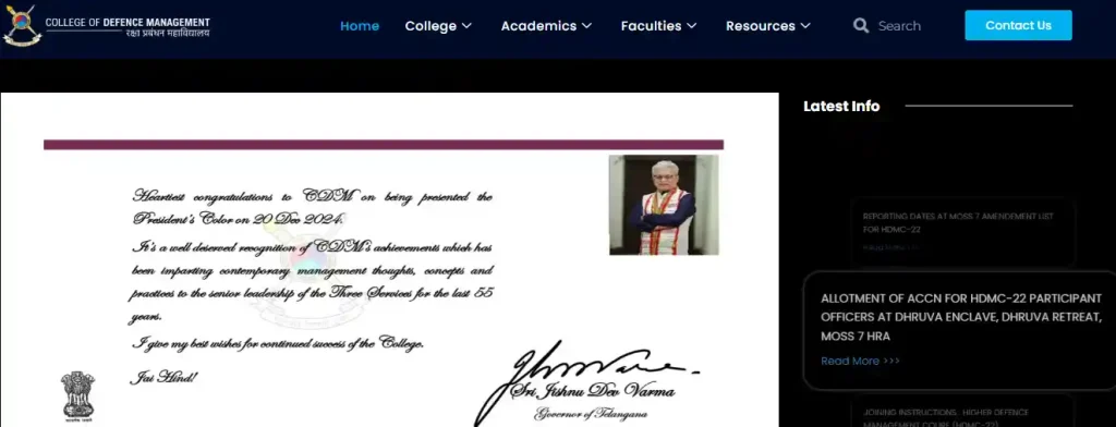 Voter List Me Name Kaise Check Kare CDM website Homepage of College of Defence Management Recruitment 2026
