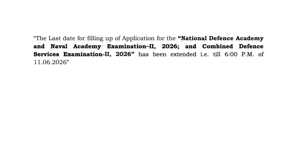 UPSC NDA 2 Recruitment 2026 Date Extended Notice