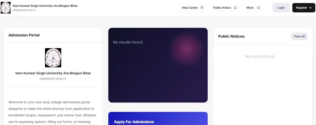 VKSU UG Admission 2026-30 Homepage 
