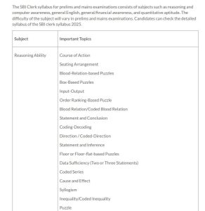 SBI Junior Associate Syllabus 2026